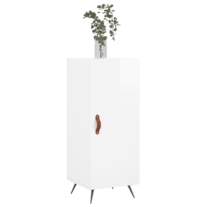vidaXL - Dressoir - 34,5x34x90 - cm - bewerkt - hout - hoogglans - wit