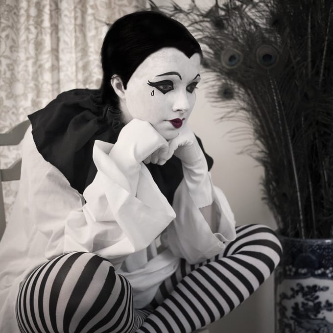 Diamond painting 40x50cm - pierrot - ronde steentjes