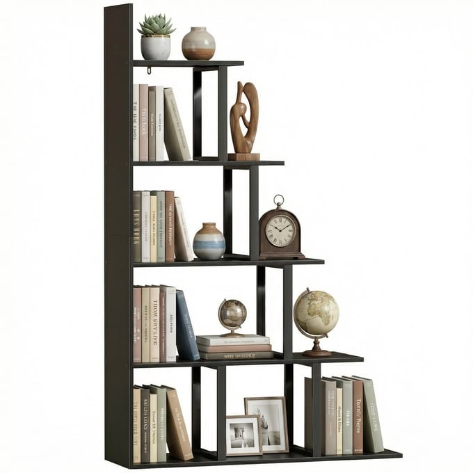 HOMCOM Boekenplank - Spaanplaat - 102x30x160cm - Zwart