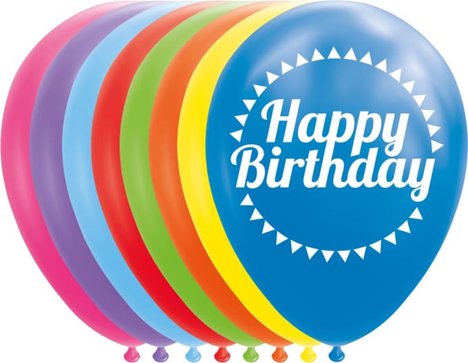 Globos Balloons Happy Birthday Mix Colors 30cm 8 pcs.
