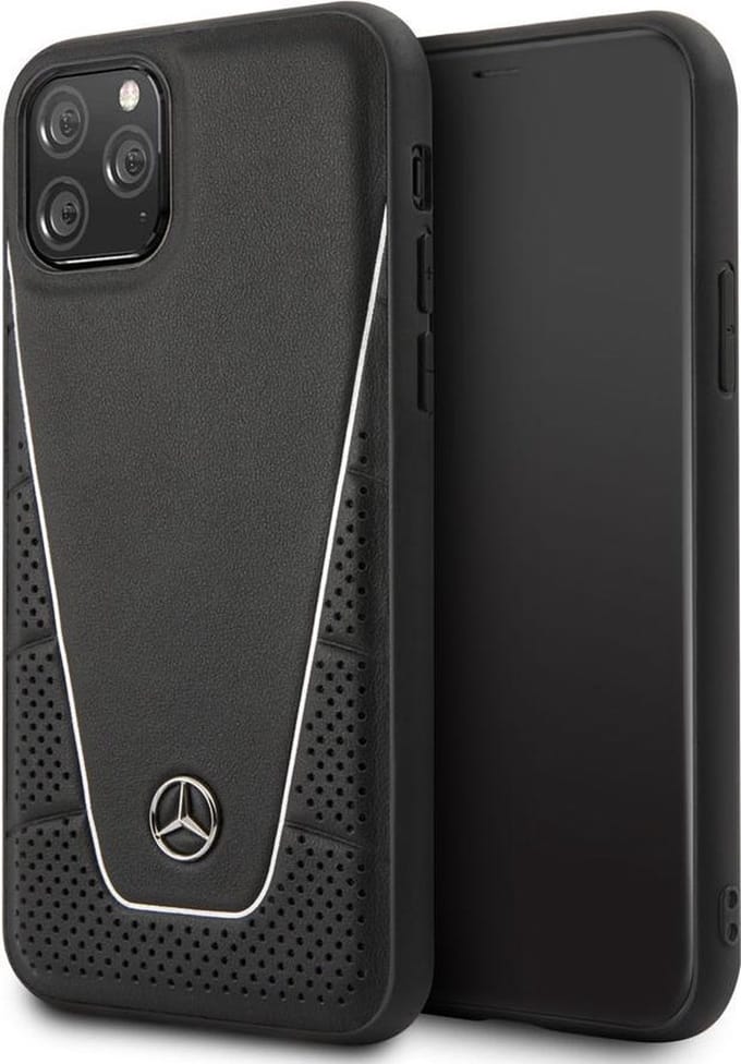 iPhone 11 Pro Backcase hoesje - Mercedes-Benz - Effen Zwart - Leer