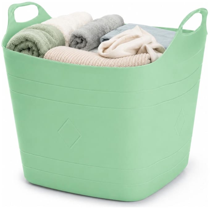 Excellent Houseware Flexibele emmer - groen - 15 liter - kunststof - vierkant - 30 x 29 cm