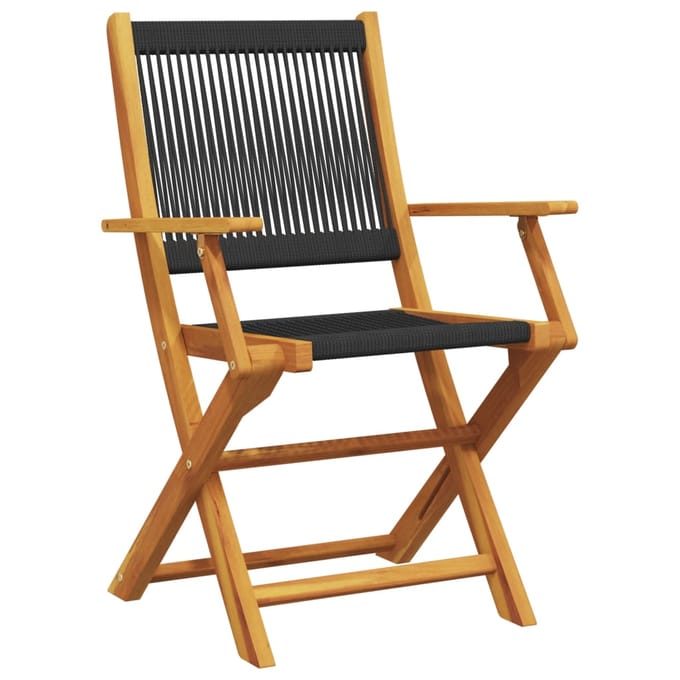 vidaXL - Opklapbare - stoelen, - 4 - stuks, - zwart, - massief - acaciahout