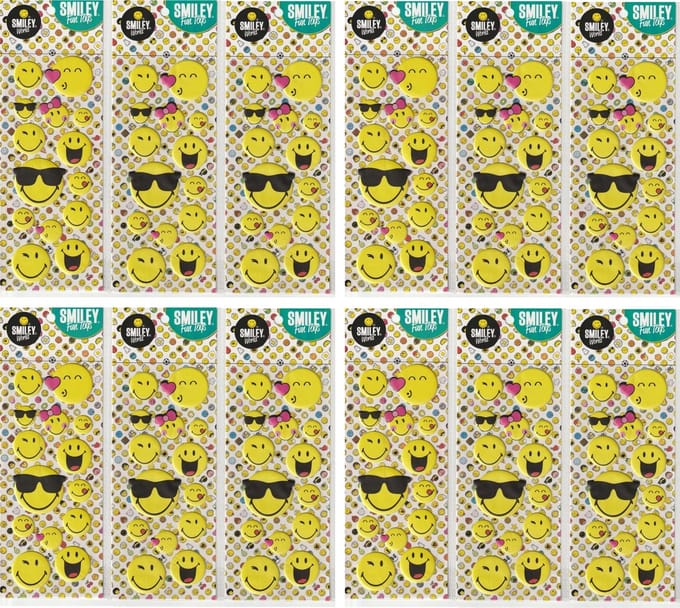 Smiley Emoji 3d Stickers | 12 Stickervellen 22 x 10 cm | 14 stickers