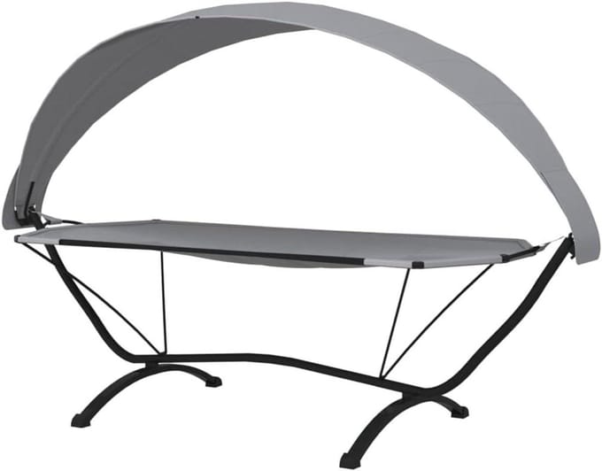 Hangmat met dak - Loungebed Buiten - Ontspannen in de tuin - Stalen frame - 1 stuks - Grijs