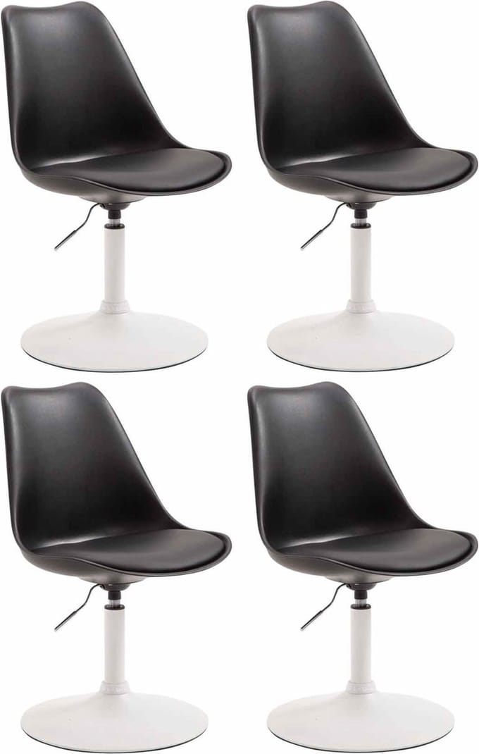 CLP Maverick Set van 4 Eetkamerstoelen - Kunststof zwart wit