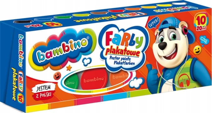 Bambino Plakkaatverf Set - 10 Kleuren, 20ml per stuk