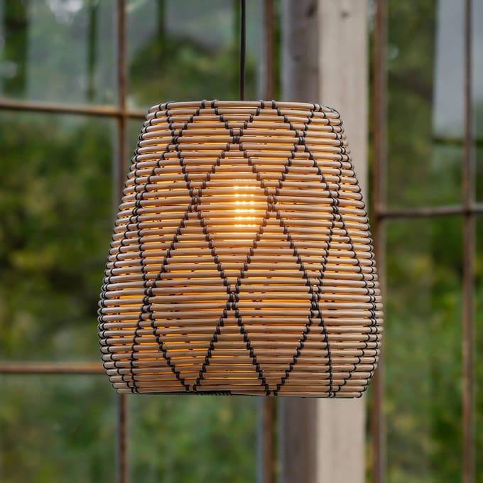 PR Home Lollo buiten hanglamp, naturel rotan look, Ø 38 cm
