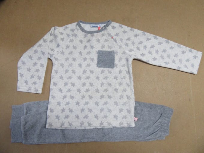 Noukie's - Pyjama - Velour - Grijst - Nouky beer - 6 jaar 116