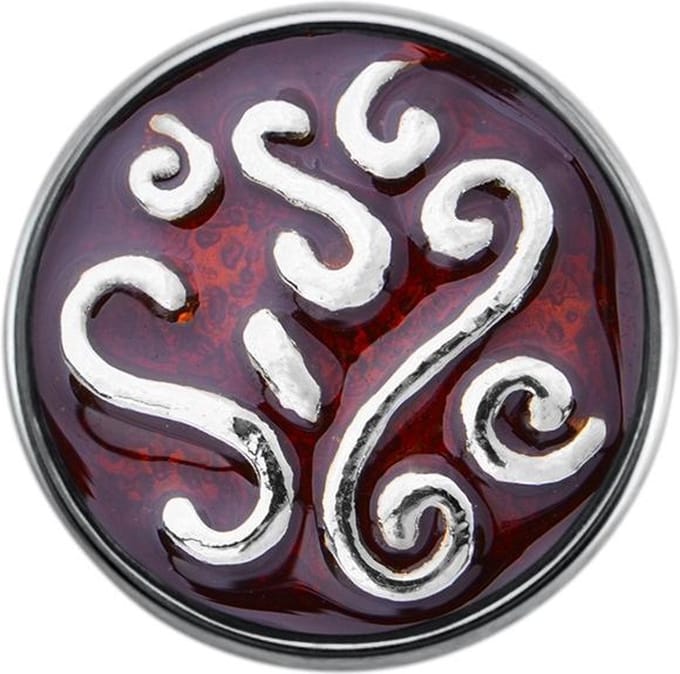 Quiges - Dames Click Button Drukknoop 18mm Symbool Bruin - EBCM303
