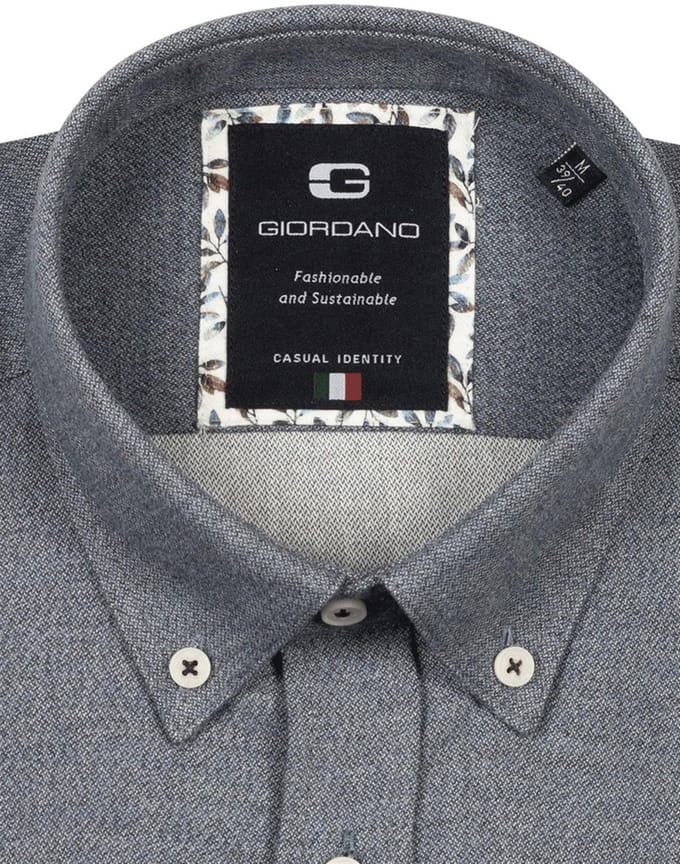 Giordano overhemd navy gemeleerd test OHO