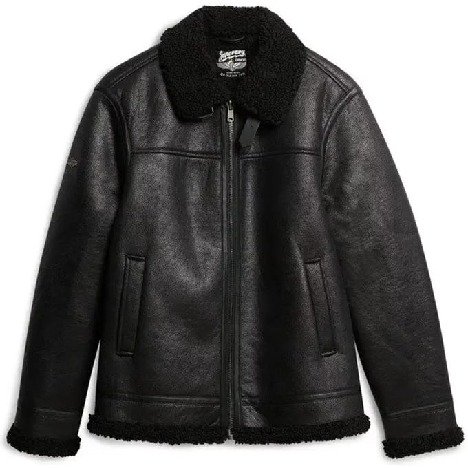 Superdry - Aviator jas van imitatiescheerwol - Heren - Buitenjassen