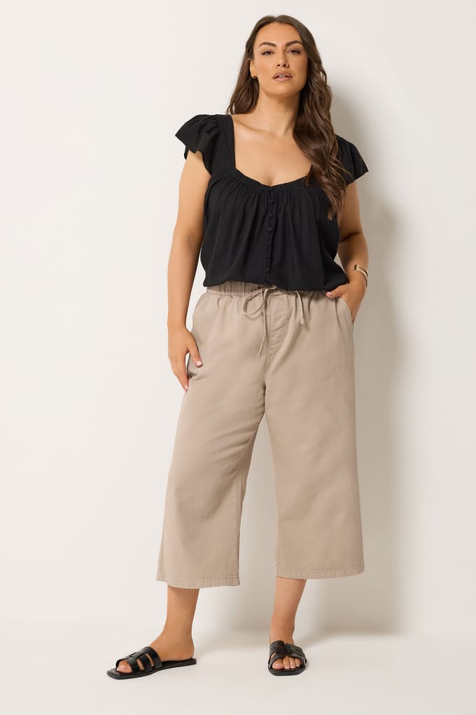 Yours Natuurlijk Bruine Cropped Denim Broek Size 42