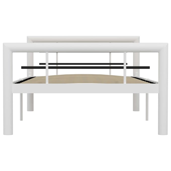 vidaXL - Bedframe - metaal - wit - en - zwart - 100x200 - cm