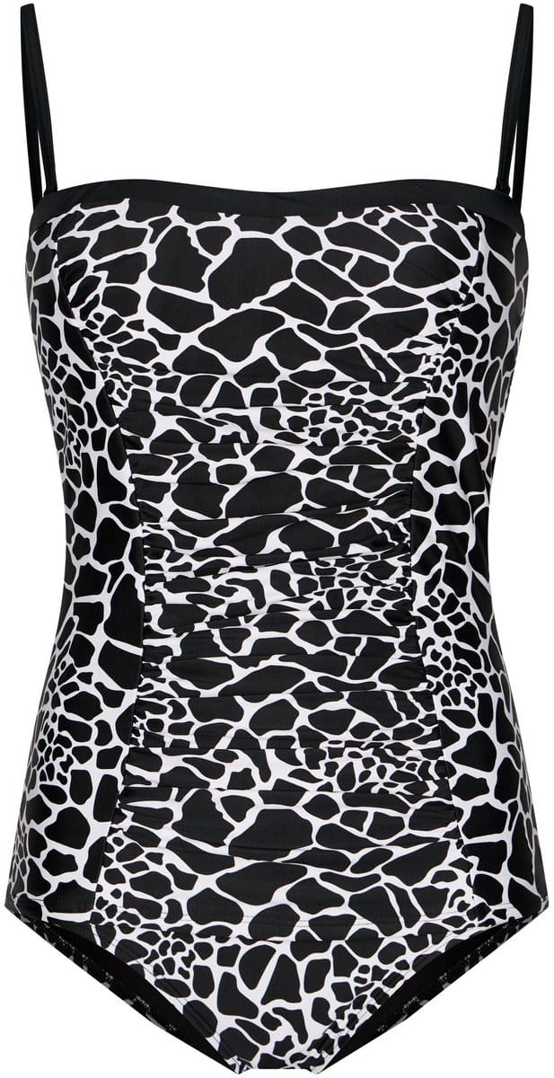 Pastunette - Noir Safari - Bandeau Tankini - Zwart/Wit - Strapless - Maat 42