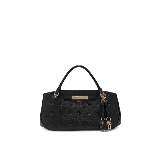GUESS schoudertas handtas Carmella 3 Comp Satchel Black Logo zwart