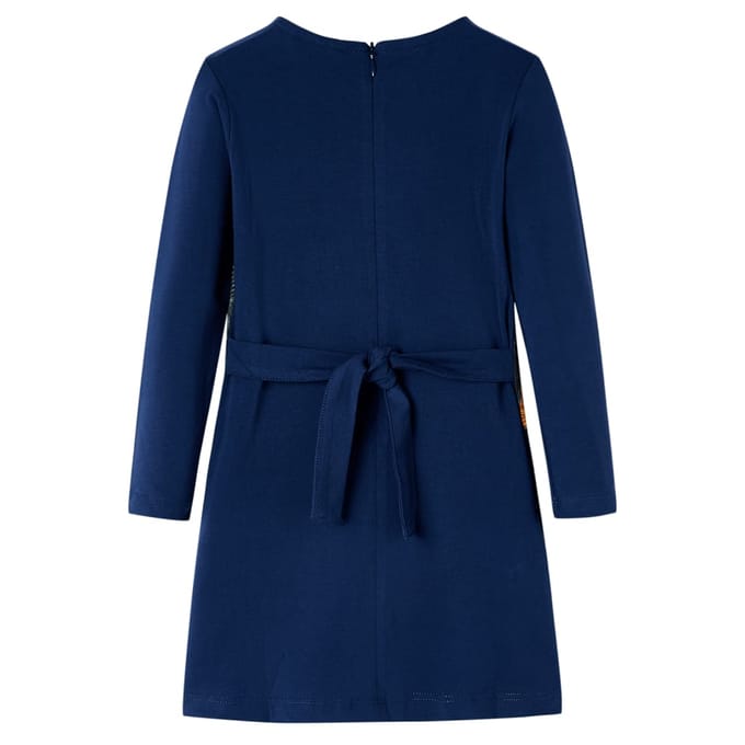vidaXL Kinderjurk met lange mouwen 116 marineblauw