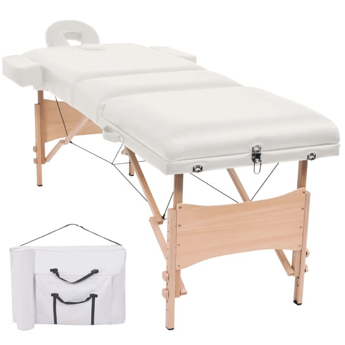 vidaXL - Massagetafel - inklapbaar - 3 - zones - 10 - cm - dik - wit