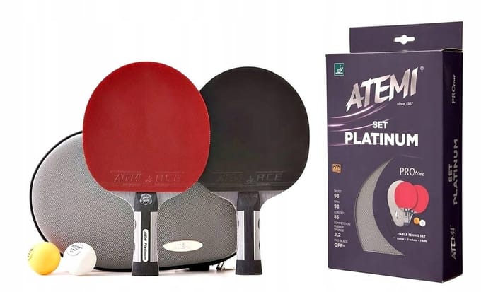 Atemi Tafeltennisset Platinum: 2x Racket, Ballen & Schoffels