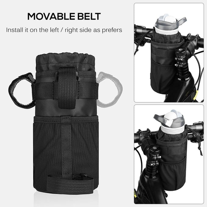Sac de vélo isolé porte-bouteille de vélo couvercle de bouteille d'eau de cyclisme stockage de bouteille de boisson robuste noir