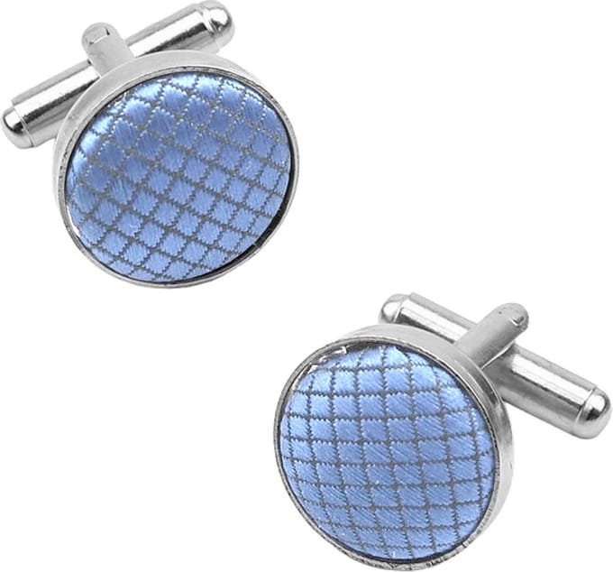 Fako Bijoux - Manchetknopen - Staal & Ruit - 16mm - Lichtblauw