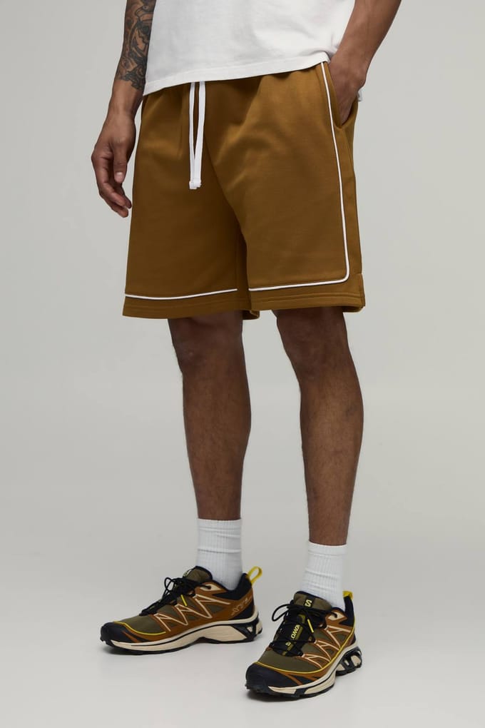 Regular Fit Tricot Short Met Biesdetail | Mustard | Size Medium