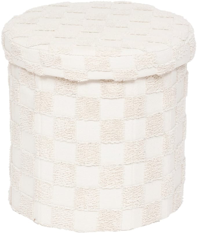 Atmosphera Opvouwbare Poef Geruit - Ø38xH38cm - Beige