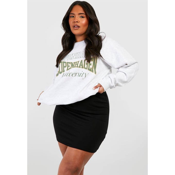 boohoo Dames Plus Basic Jersey Mini Rok | Black | Maat: 28