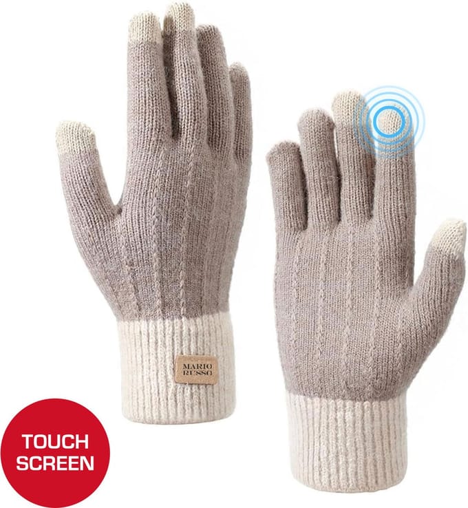 Mario Russo Touchscreen Handschoenen - Handschoenen Dames & Heren - Handschoenen winter - One Size - Khaki