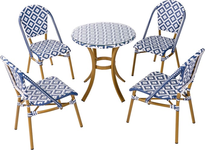 RIFREDDO - Tuinset voor 4 - Marineblauw - PE rotan