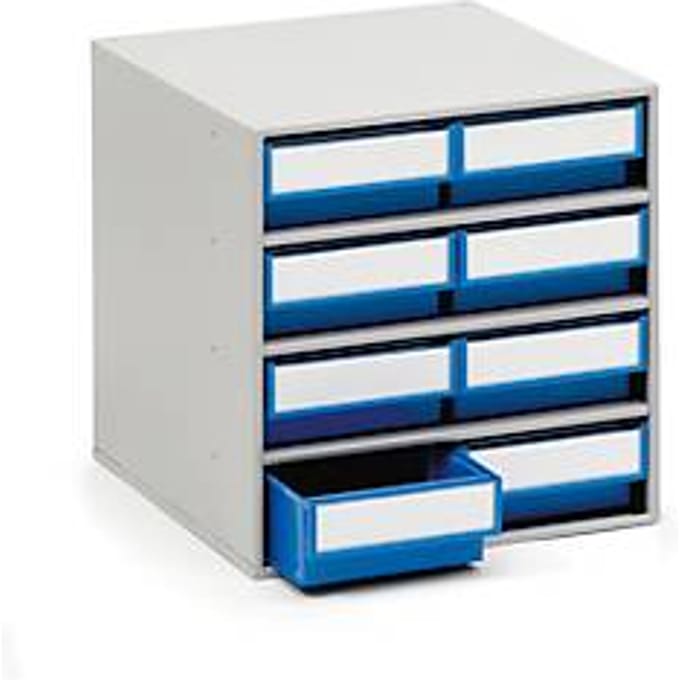 TRESTON onderdelenkastje 0840, 8 schuifladen, d 400 mm, blauw