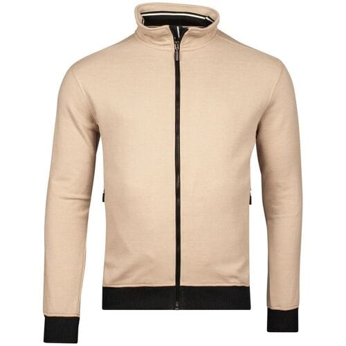 Baileys Vest Sweat Cardigan Zip Two-Tone Oxford Doubleface Jacquard Interlock Beige / male