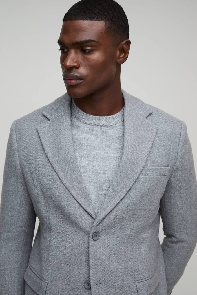 Straight Fit Wool Look Blazer | Charcoal | Size 40