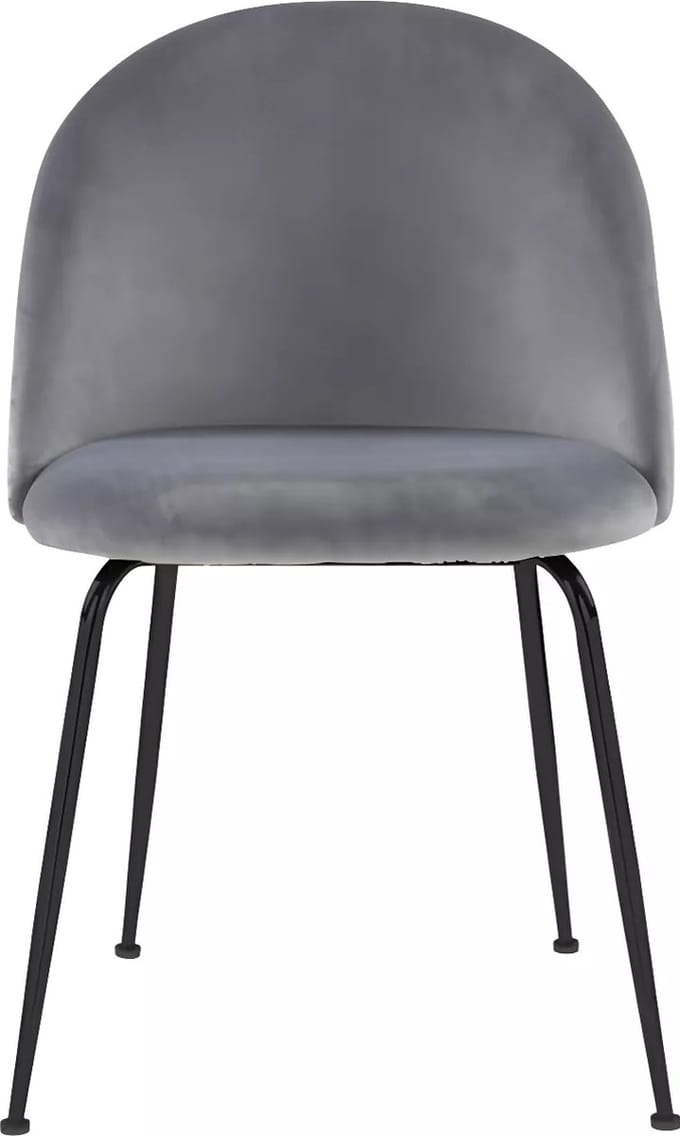 Vente-unique Set van 2 stoelen MELBOURNE - Fluweel en mat zwart metaal - Grijs