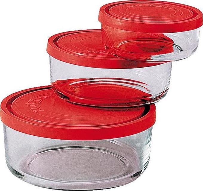 Bormioli Frigoverre Gelo Vershouddoos - 3-Delig - Glas - Transparant/Rood