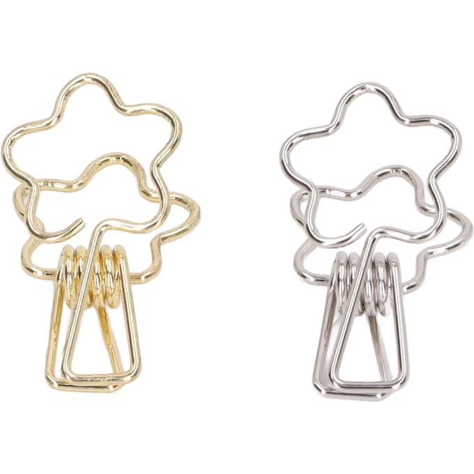 100 stuks Binderclips Goud Zilver Bloemvorm Metaal Uitgehold Lange Staart Clips Papierklemmen voor Kantoordocument white