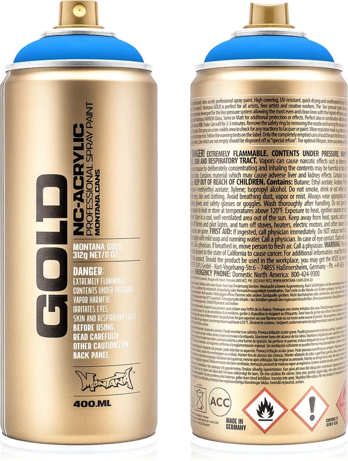 Montana GOLD Fluor Verf VLAMBLAUW spuitbus 400ml
