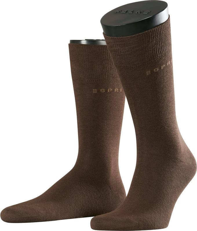 Esprit Basic Uni 2-Pack eenkleurig katoen multipack sokken heren bruin - maat 43-46