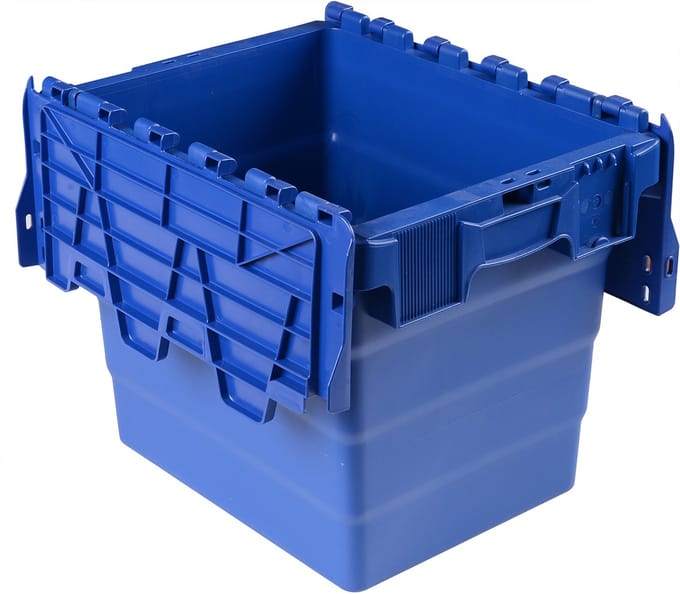 Shuttlebak set van 5 stuks - blauw - ergonomische handgrepen, stapelbaar, maat norm europallet