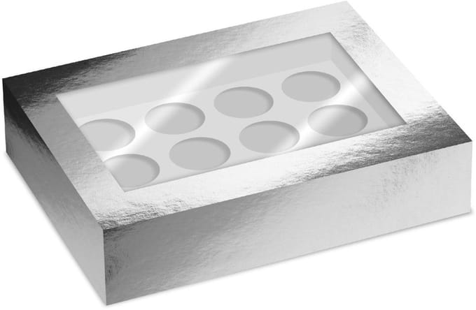 Simply Making Cupcake Box Venster Zilver Metallic 12 pk/2