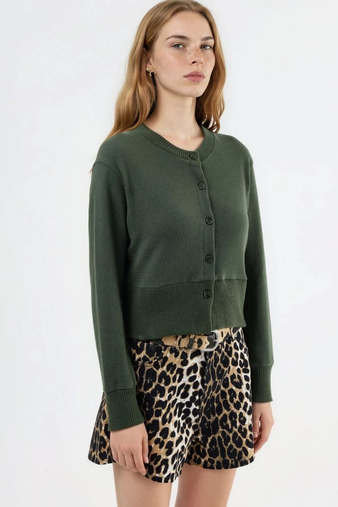 Casual Crew Neck Gebuttonte Crop Jacket