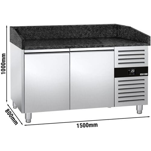 GGM Gastro Pizzakühltisch PREMIUM - 1500x800mm - mit 2 Türen Zilver / Zwart