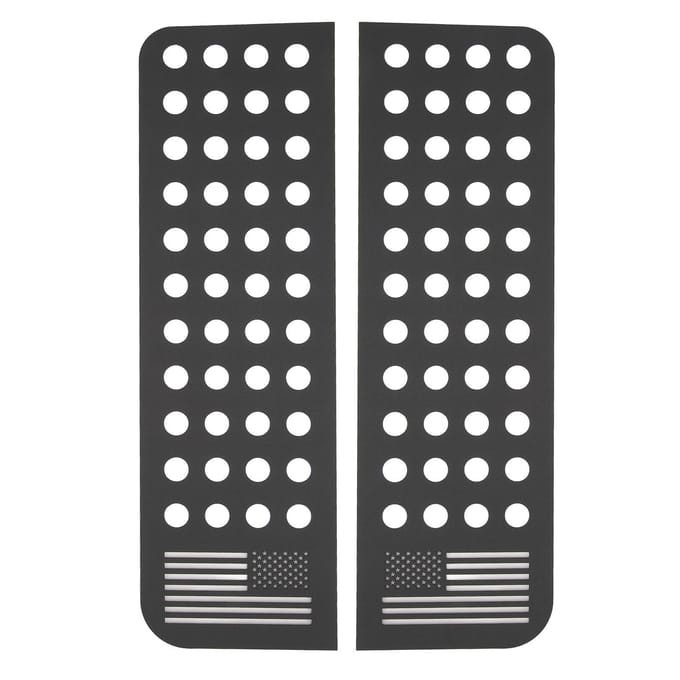 2 STuks Achterdeur Raamstickers Aluminiumlegering Glaspaneel Cover voor Wrangler JK 2007 tot 2018 Type B gray