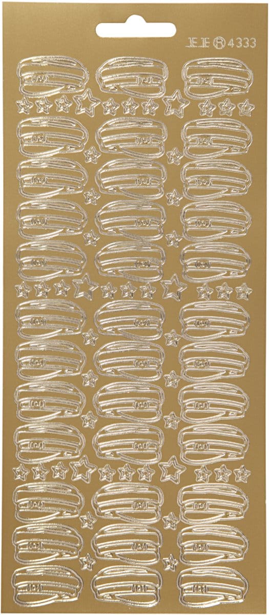 Stickers, hoed, vel 10x23 cm, goud, 1 vel