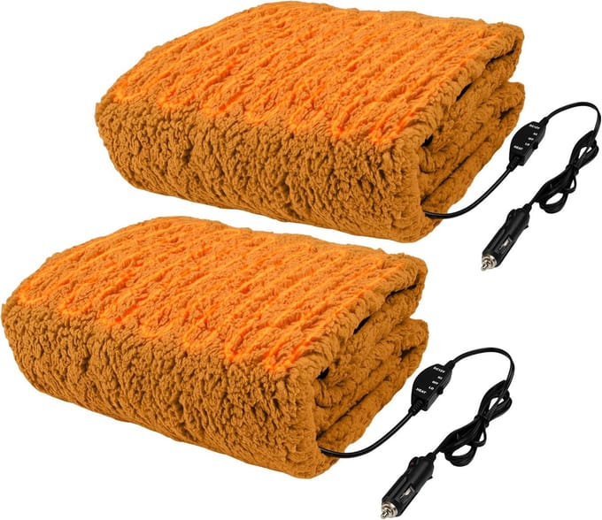Verwarmde Deken - Elektrisch - Reizen - Draagbaar 12V - 145x99 cm - Honing