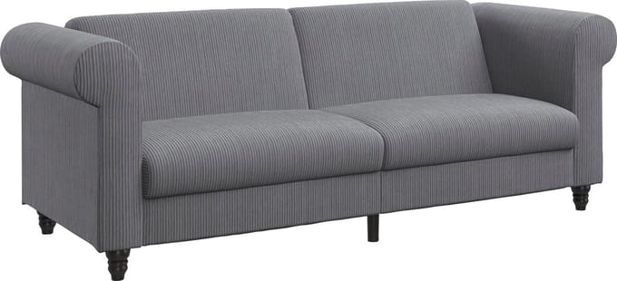 Felix II 3-Zits Slaapbank met Uitschuifbaar Bed - Antraciet Cord & Microvezel - 236 cm