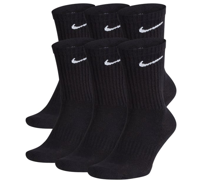 6-pack Nike Everyday Cushion Crew Training Socks Zwart - witte swoosh Maat XL