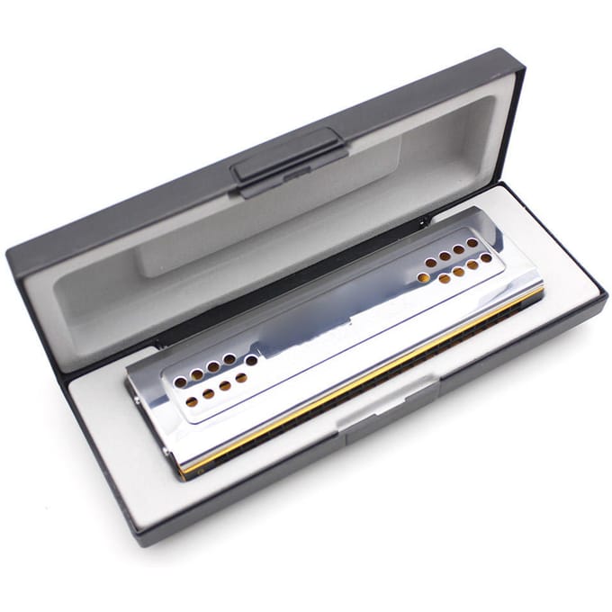 Nieuwe Swan dubbelzijdige Tremolo mondharmonica mondsleutel C&G 24 gaten + gevoerde doos gray