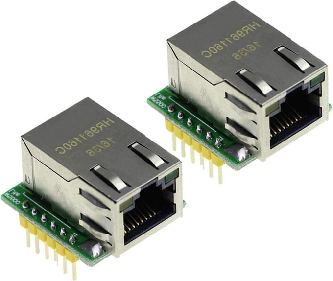 Ethernet Converter Module - SPI naar LAN - Netwerk Communicatie - Hardware TCP/IP Stack - 2 Stuks - Groen