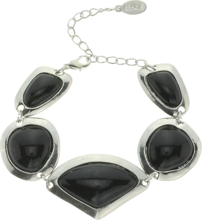 Behave - armband met zwarte acryl stenen - moderne avondstijl